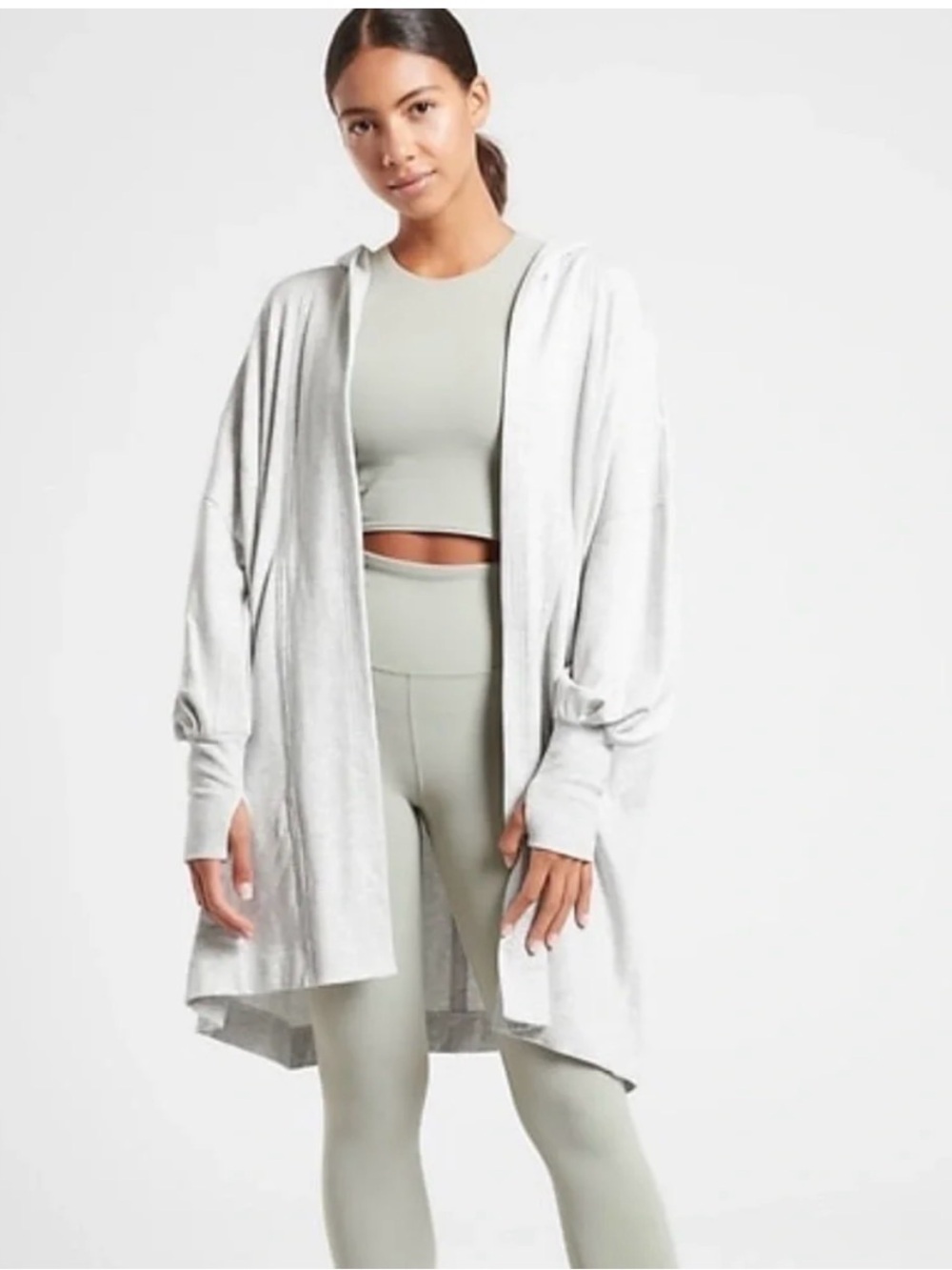 Athleta Heather Gray mantra Hooded wrap